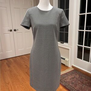 Calvin Klein Black and White Geometric Patterned Dress
